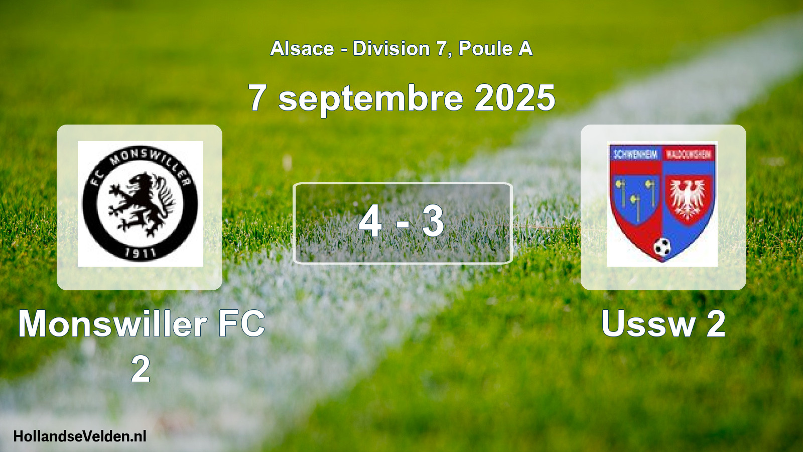 Match joué: Monswiller FC 2 - Ussw 2 4 - 3 (7 septembre 2025)