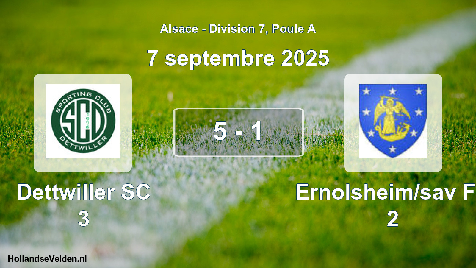 Match joué: Dettwiller SC 3 - Ernolsheim/sav FC 2 5 - 1 (7 septembre 2025)