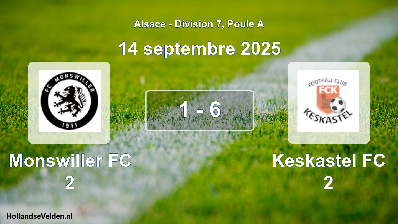 Match joué: Monswiller FC 2 - Keskastel FC 2 1 - 6 (14 septembre 2025)
