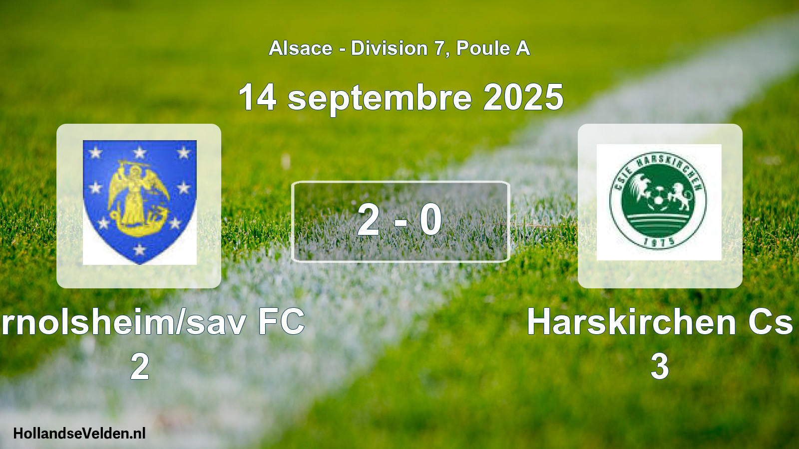 Match joué: Ernolsheim/sav FC 2 - Harskirchen Cs 3 2 - 0 (14 septembre 2025)