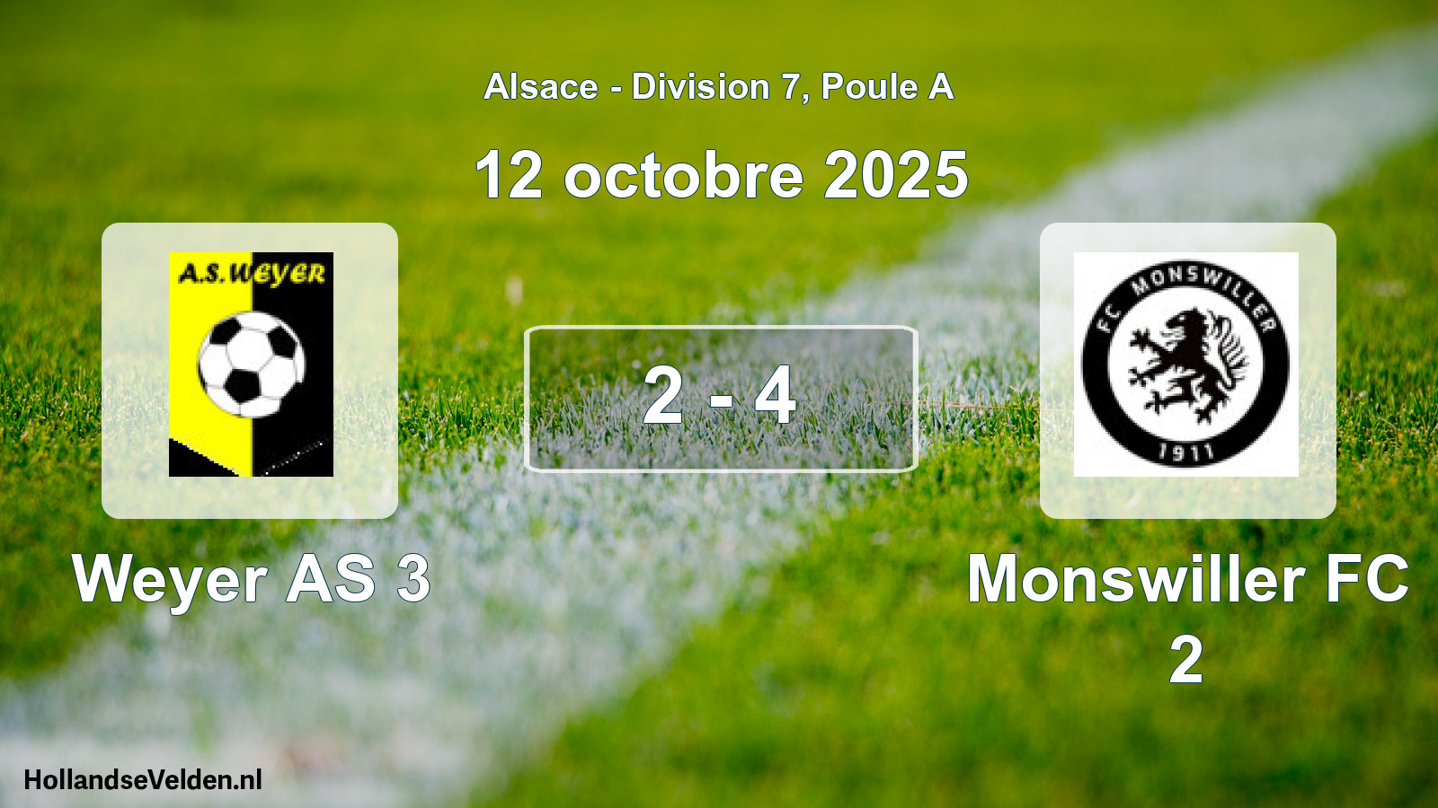 Match joué: Weyer AS 3 - Monswiller FC 2 2 - 4 (12 octobre 2025)