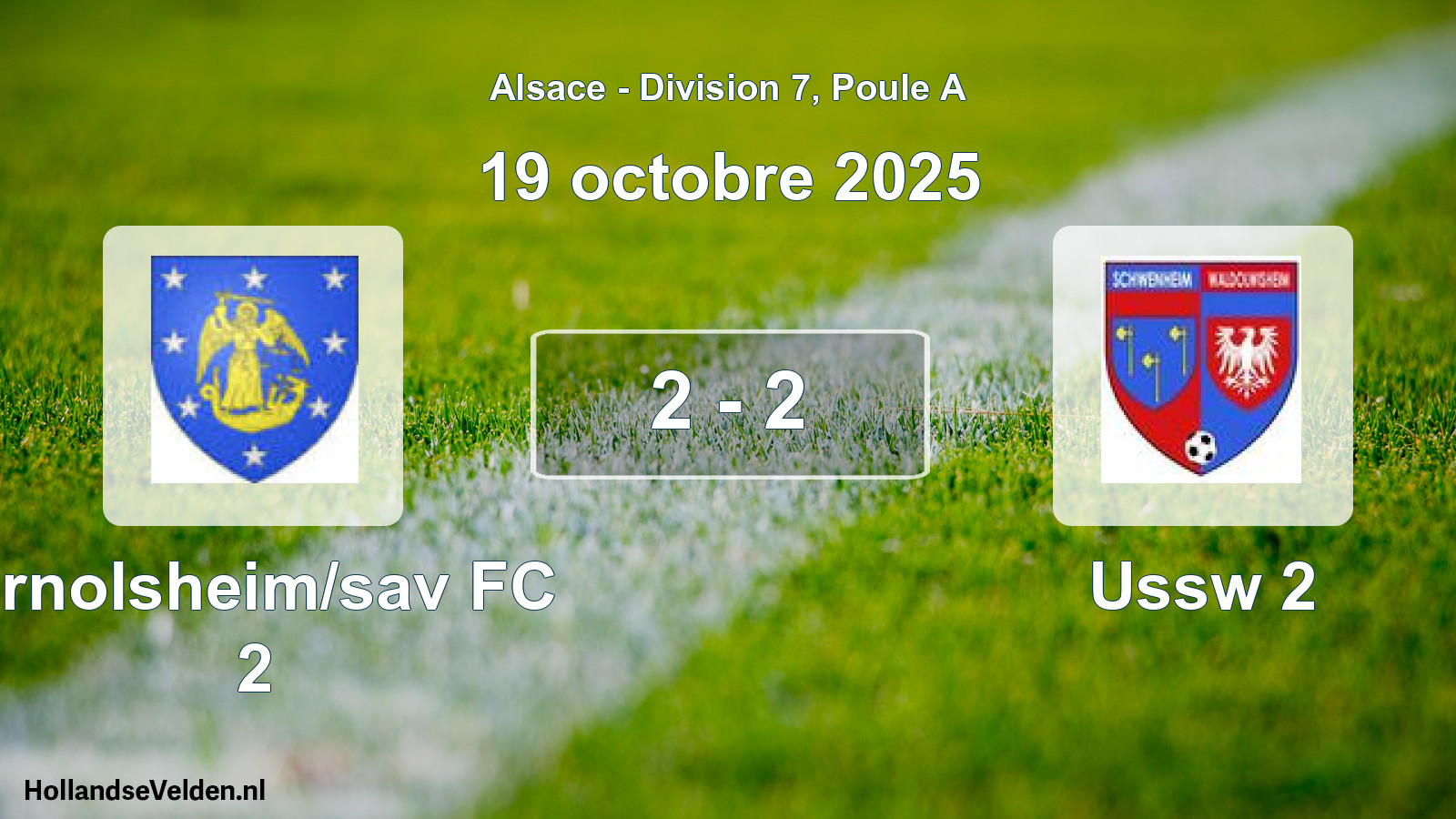 Match joué: Ernolsheim/sav FC 2 - Ussw 2 2 - 2 (19 octobre 2025)