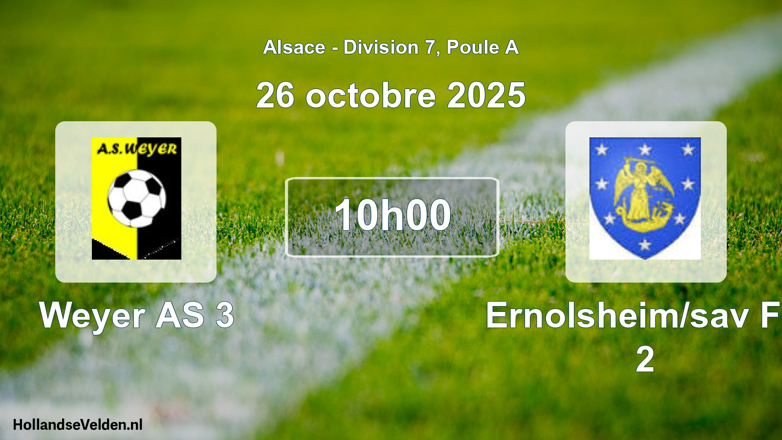 Match programmé: Weyer AS 3 - Ernolsheim/sav FC 2 (26 octobre 2025)