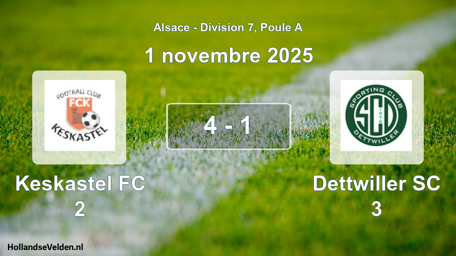 Match joué: Keskastel FC 2 - Dettwiller SC 3 4 - 1 (1 novembre 2025)