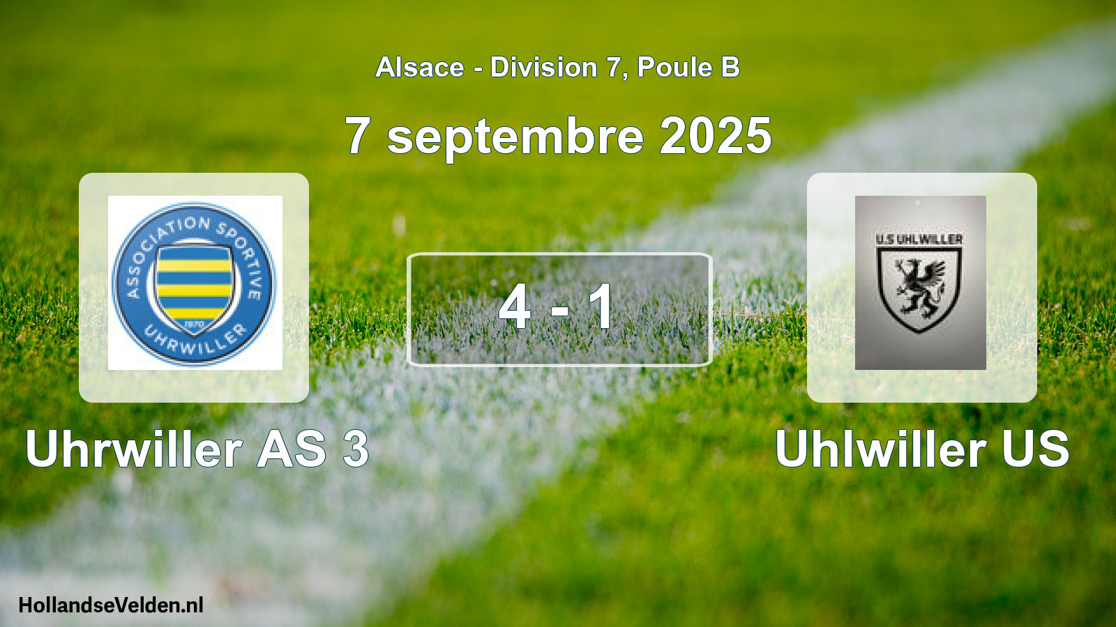 Match joué: Uhrwiller AS 3 - Uhlwiller US 4 - 1 (7 septembre 2025)