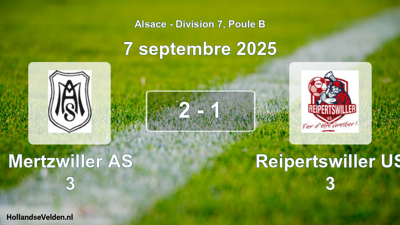 Match joué: Mertzwiller AS 3 - Reipertswiller US 3 2 - 1 (7 septembre 2025)