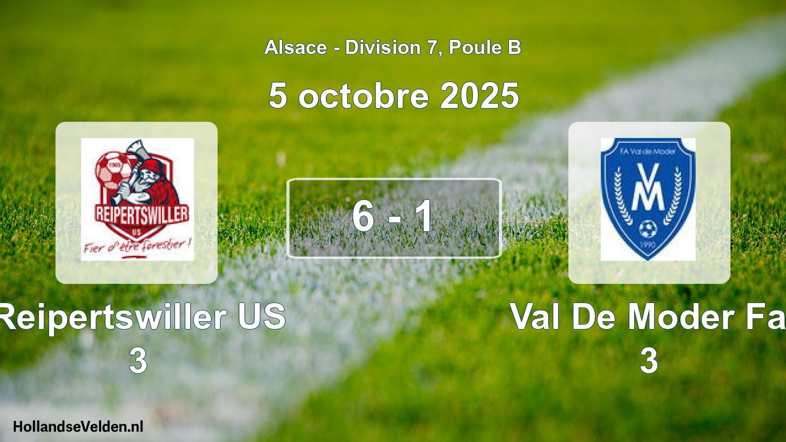 Match joué: Reipertswiller US 3 - Val De Moder Fa 3 6 - 1 (5 octobre 2025)