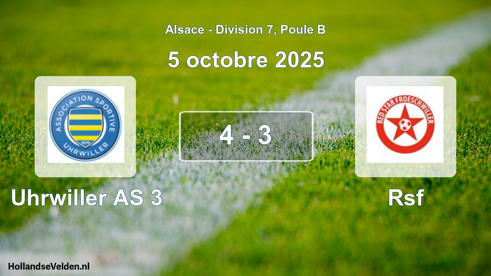 Total number of matches played: Uhrwiller AS 3 - Rsf 4 - 3 (5 October 2025)