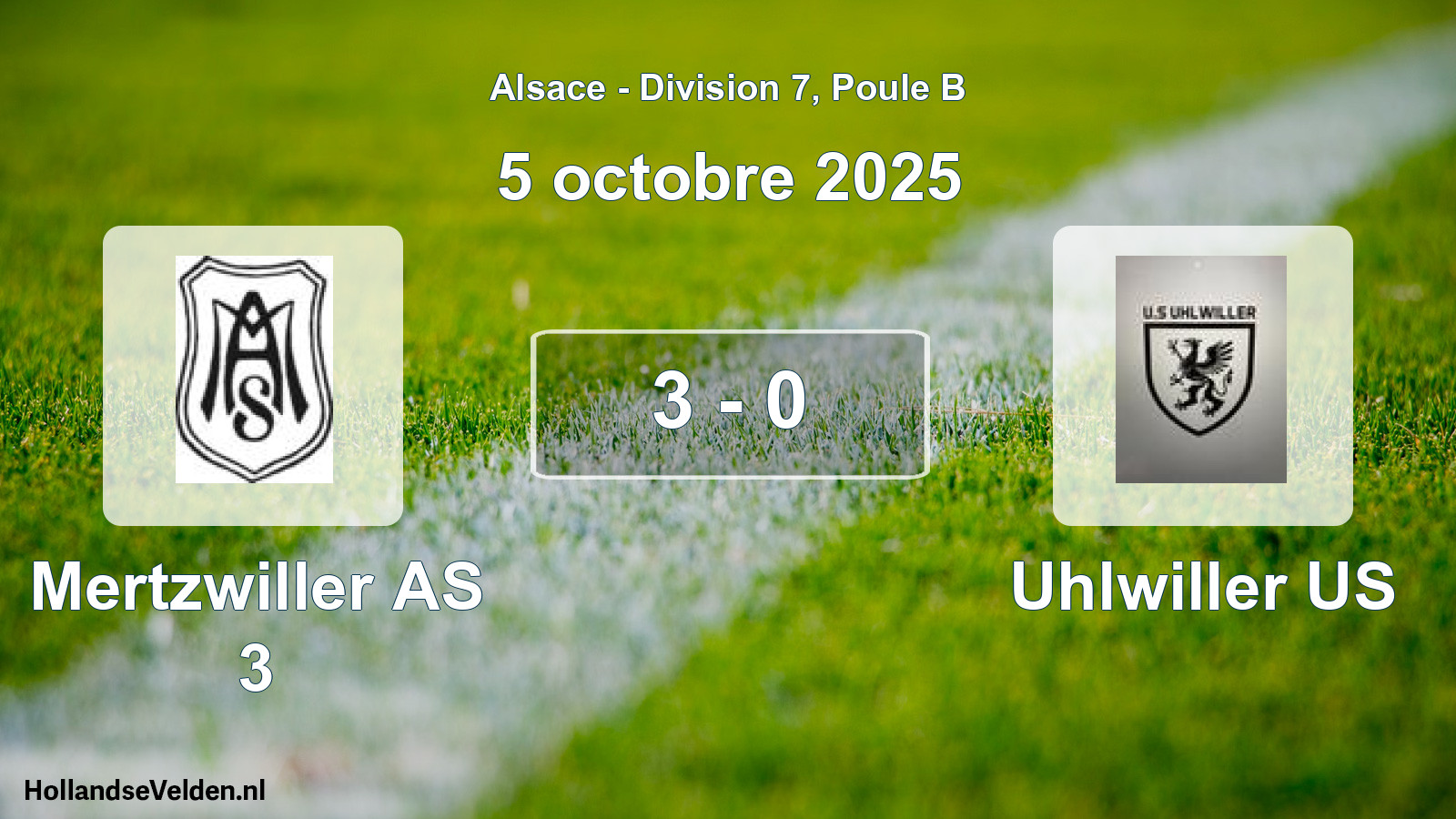 Match joué: Mertzwiller AS 3 - Uhlwiller US 3 - 0 (5 octobre 2025)