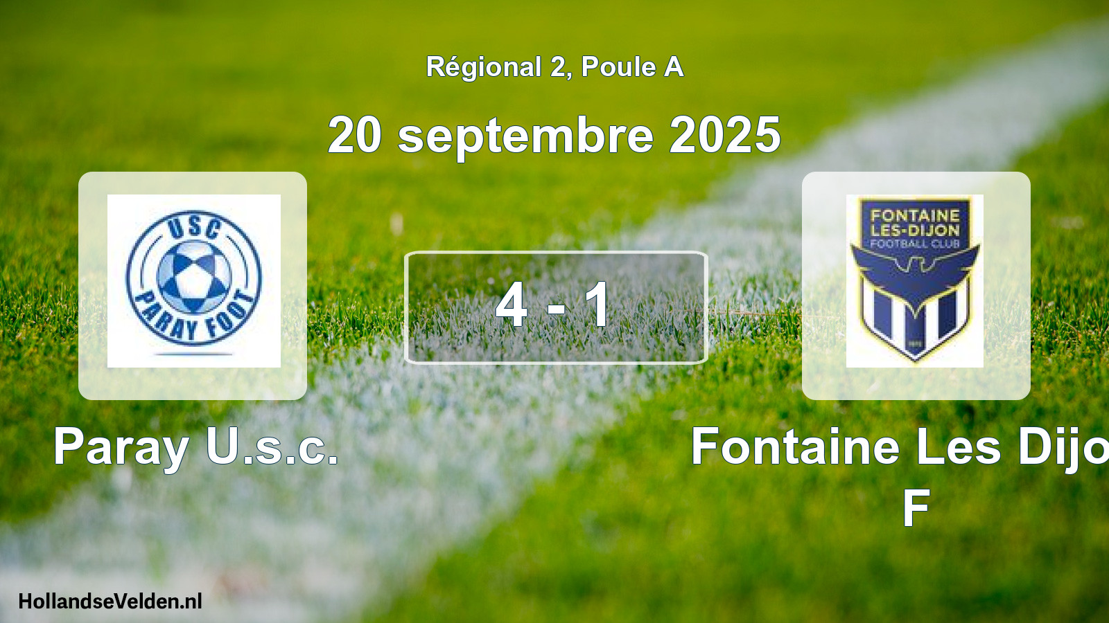 Gespeelde wedstrijd: Paray U.s.c. - Fontaine Les Dijon F 4 - 1 (20 september 2025)