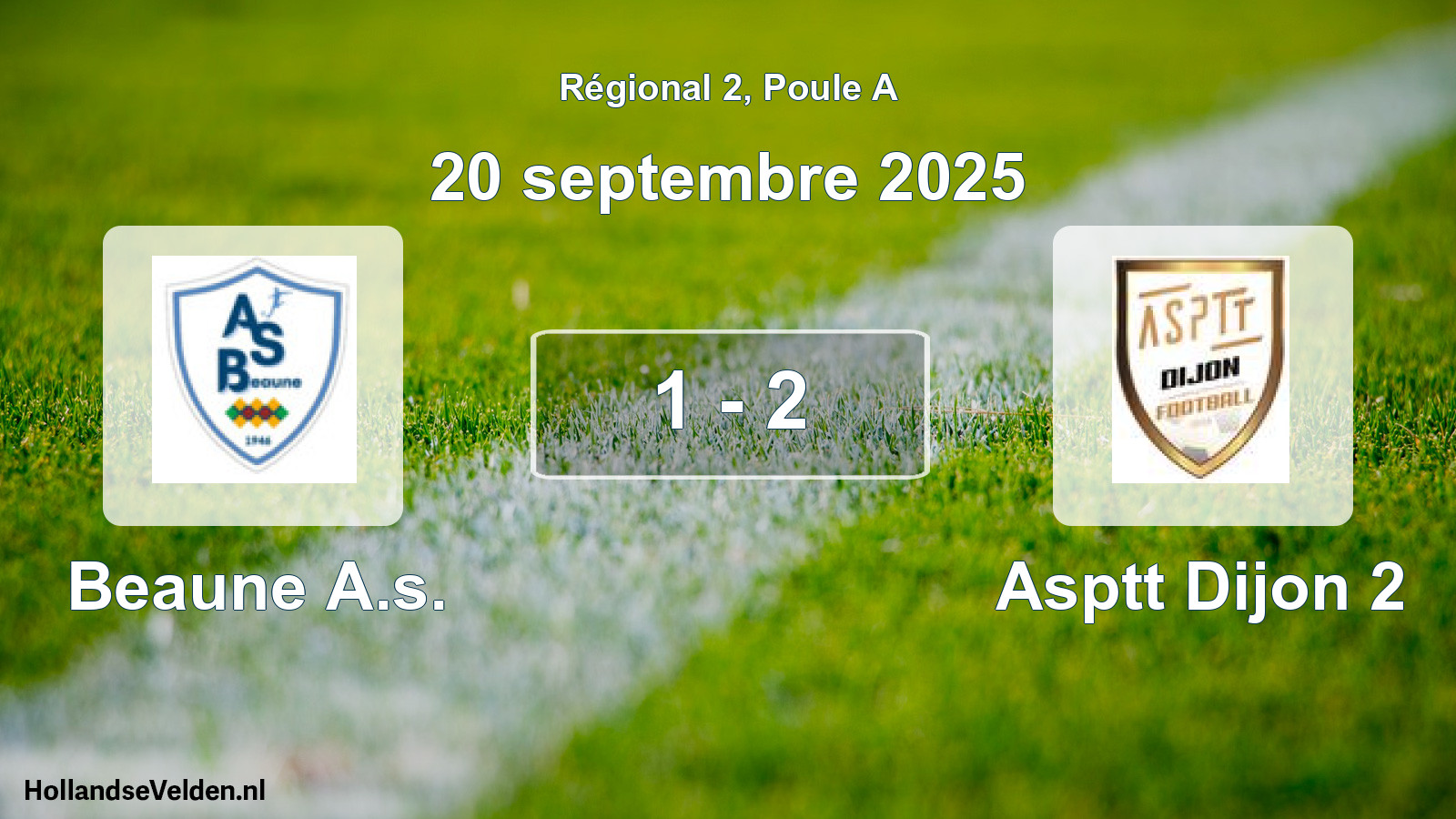 Total number of matches played: Beaune A.s. - Asptt Dijon 2 1 - 2 (20 September 2025)