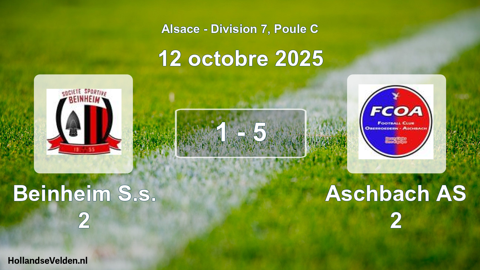Match joué: Beinheim S.s. 2 - Aschbach AS 2 1 - 5 (12 octobre 2025)