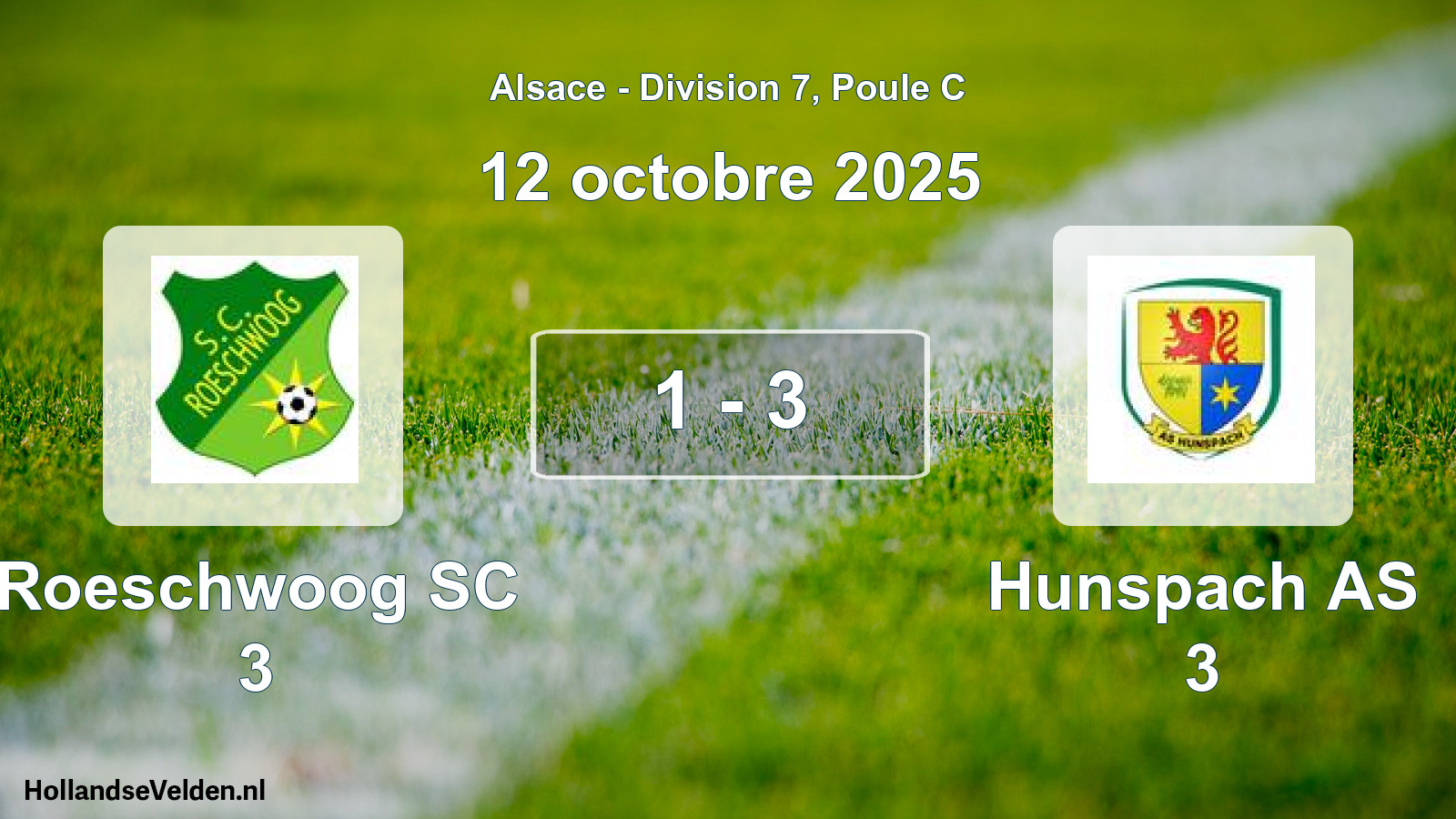 Total number of matches played: Roeschwoog SC 3 - Hunspach AS 3 1 - 3 (12 October 2025)