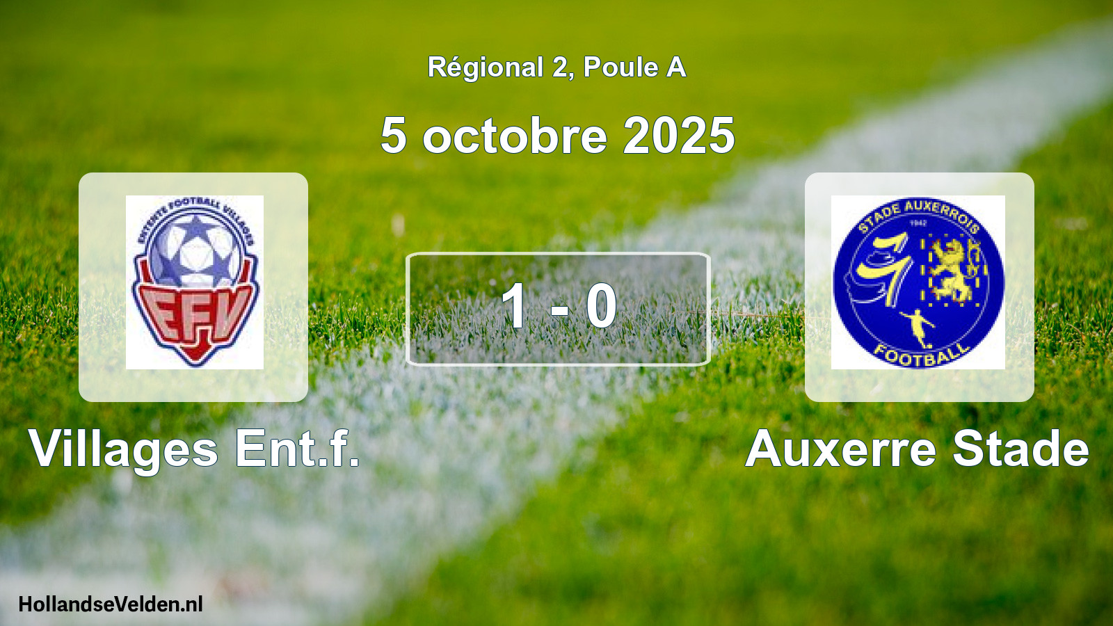 Total number of matches played: Villages Ent.f. - Auxerre Stade 1 - 0 (5 October 2025)