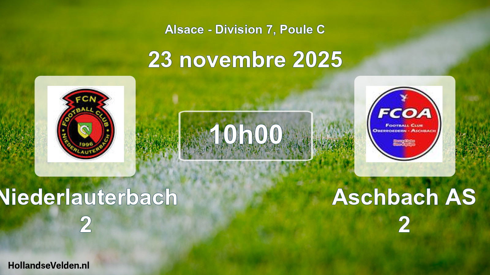 Match programmé: Niederlauterbach 2 - Aschbach AS 2 (23 novembre 2025)
