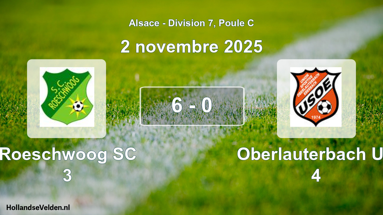 Total number of matches played: Roeschwoog SC 3 - Oberlauterbach US 4 6 - 0 (2 November 2025)