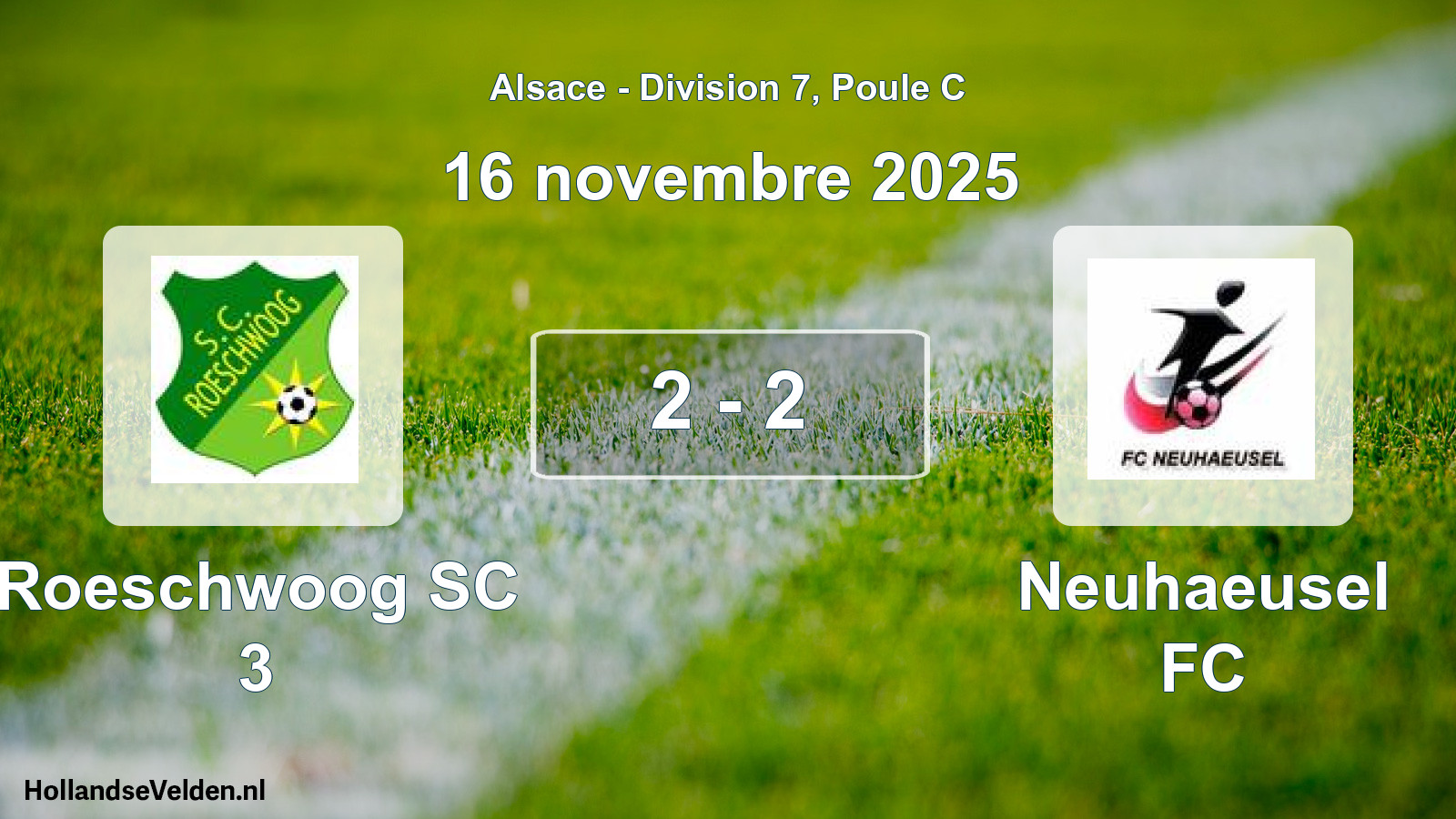 Match joué: Roeschwoog SC 3 - Neuhaeusel FC 2 - 2 (16 novembre 2025)
