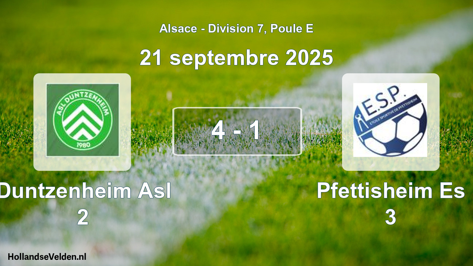 Match joué: Duntzenheim Asl 2 - Pfettisheim Es 3 4 - 1 (21 septembre 2025)