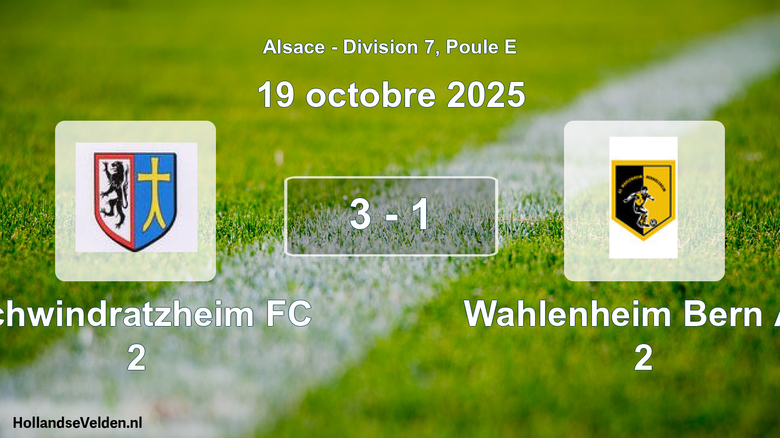 Total number of matches played: Schwindratzheim FC 2 - Wahlenheim Bern AS 2 3 - 1 (19 October 2025)