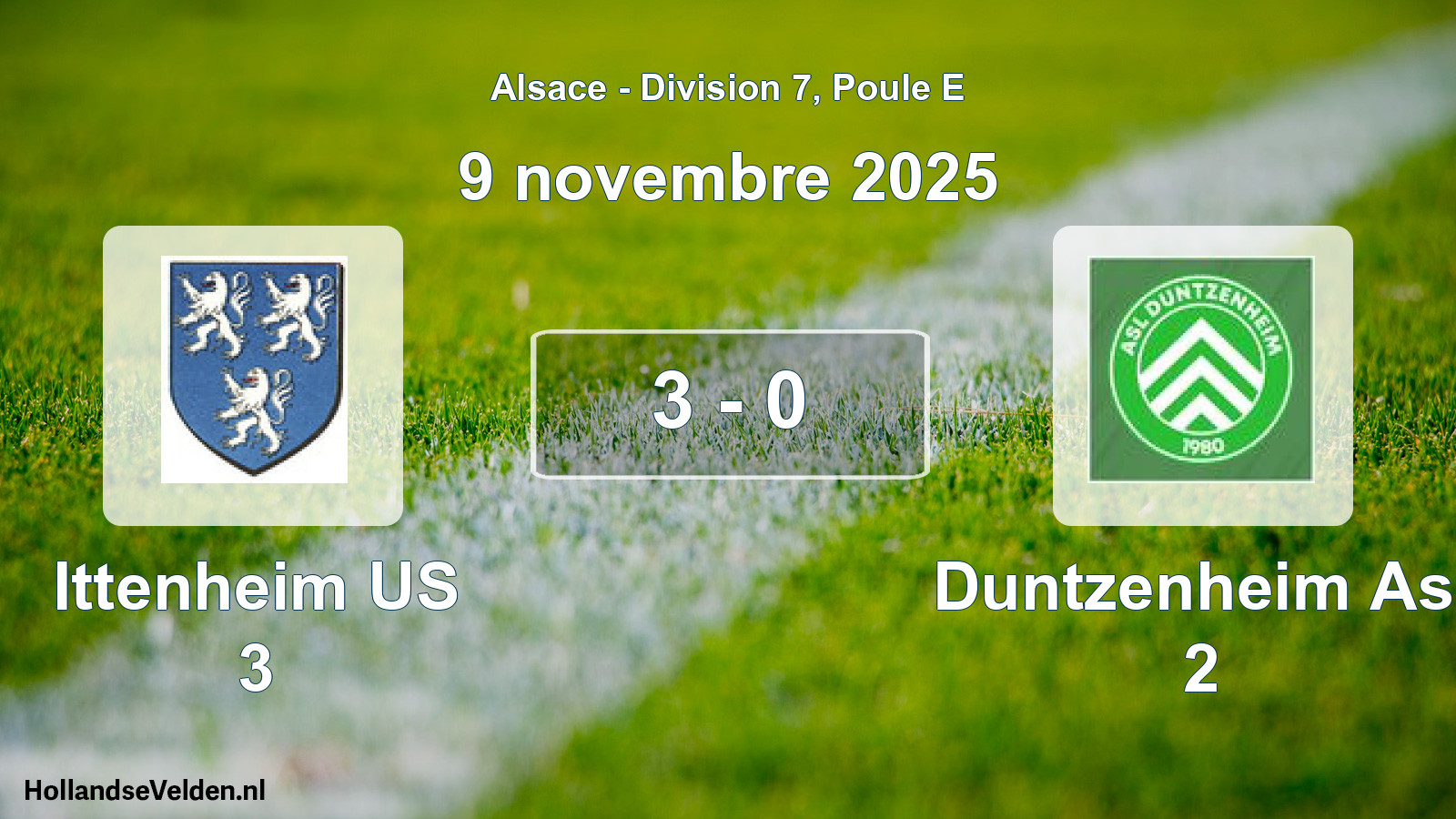 Gespeelde wedstrijd: Ittenheim US 3 - Duntzenheim Asl 2 3 - 0 (9 november 2025)