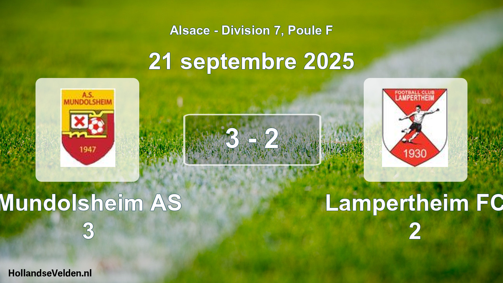 Total number of matches played: Mundolsheim AS 3 - Lampertheim FC 2 3 - 2 (21 September 2025)