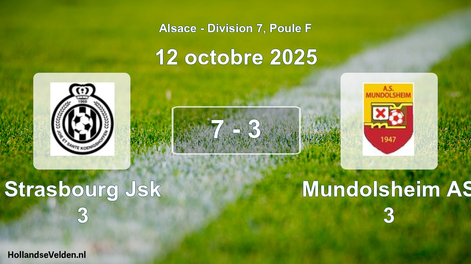 Total number of matches played: Strasbourg Jsk 3 - Mundolsheim AS 3 7 - 3 (12 October 2025)