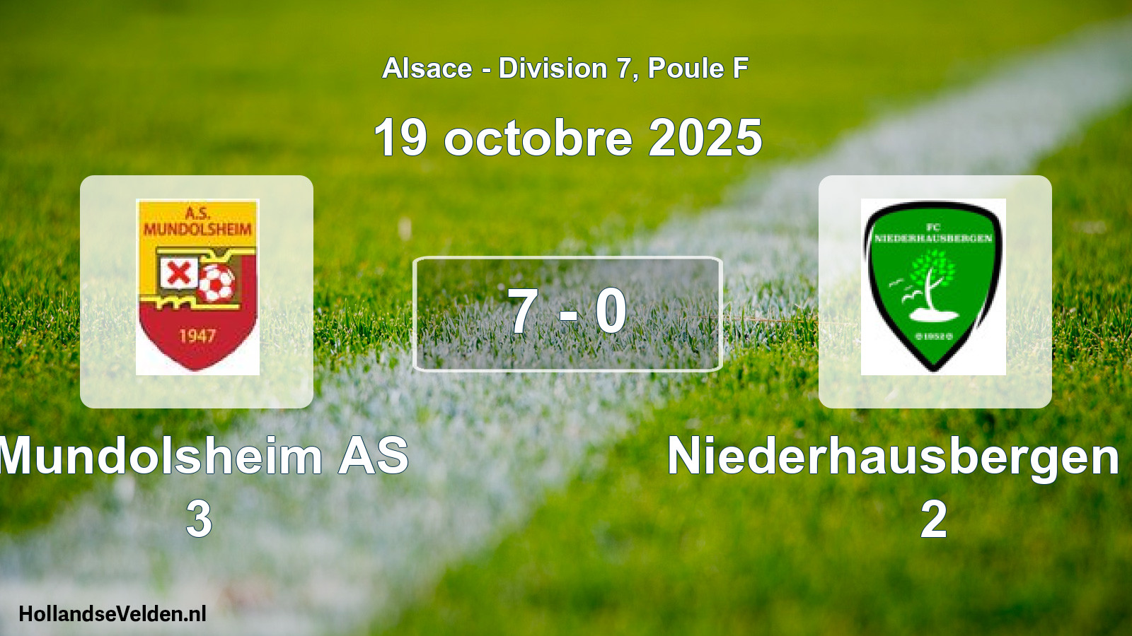 Total number of matches played: Mundolsheim AS 3 - Niederhausbergen FC 2 7 - 0 (19 October 2025)