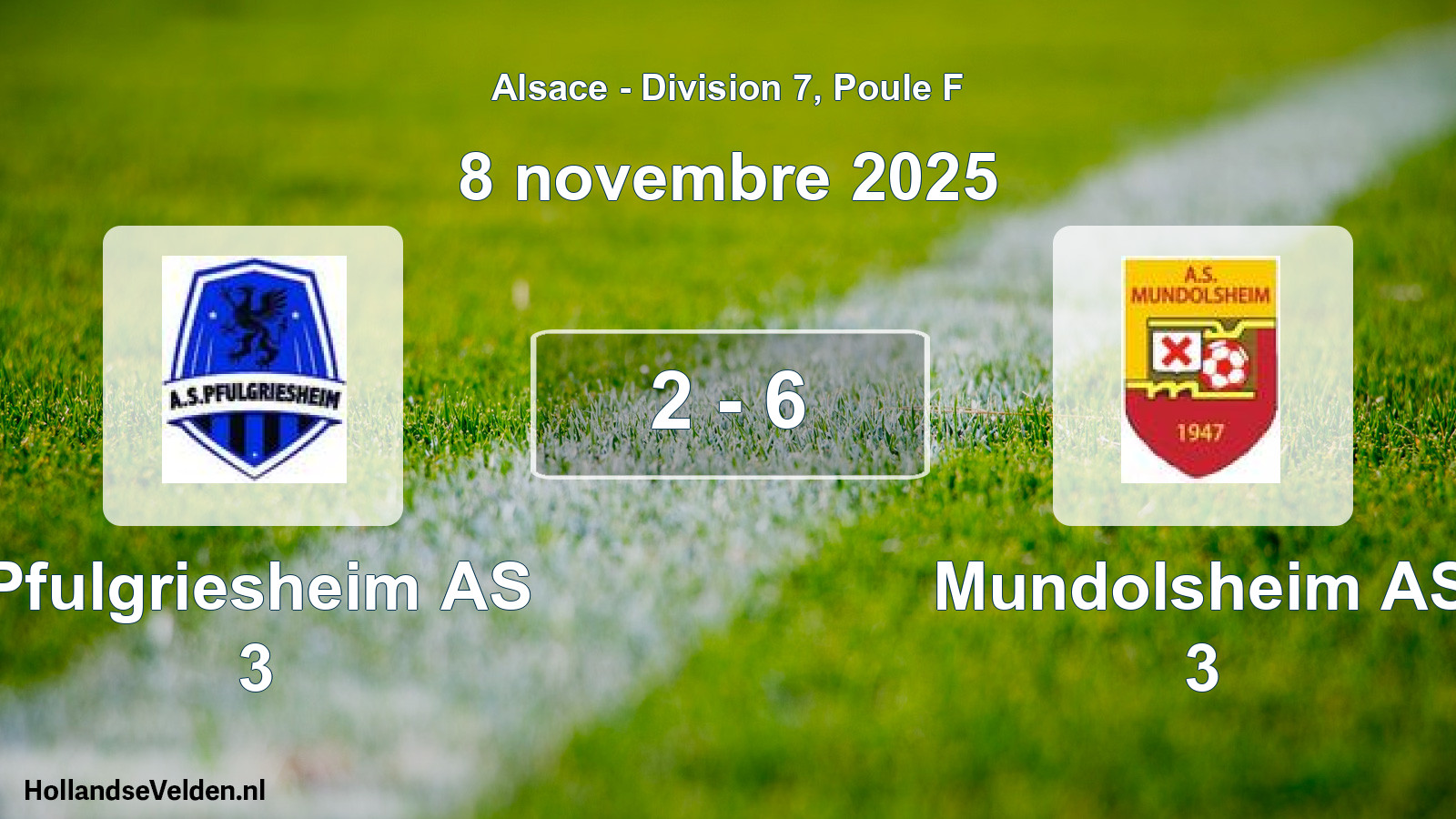 Total number of matches played: Pfulgriesheim AS 3 - Mundolsheim AS 3 2 - 6 (8 November 2025)