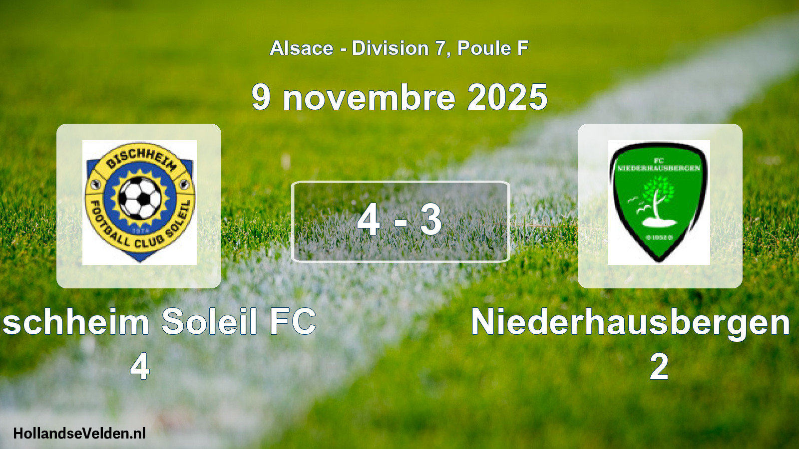 Match joué: Bischheim Soleil FC 4 - Niederhausbergen FC 2 4 - 3 (9 novembre 2025)