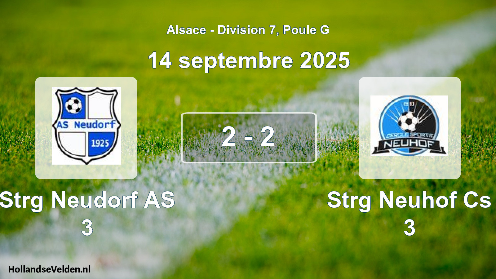 Match joué: Strg Neudorf AS 3 - Strg Neuhof Cs 3 2 - 2 (14 septembre 2025)