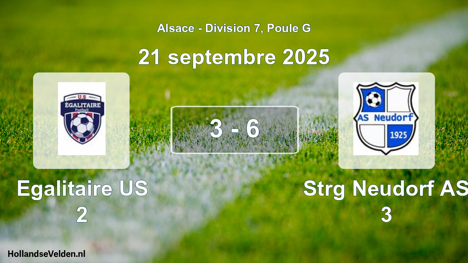 Match joué: Egalitaire US 2 - Strg Neudorf AS 3 3 - 6 (21 septembre 2025)