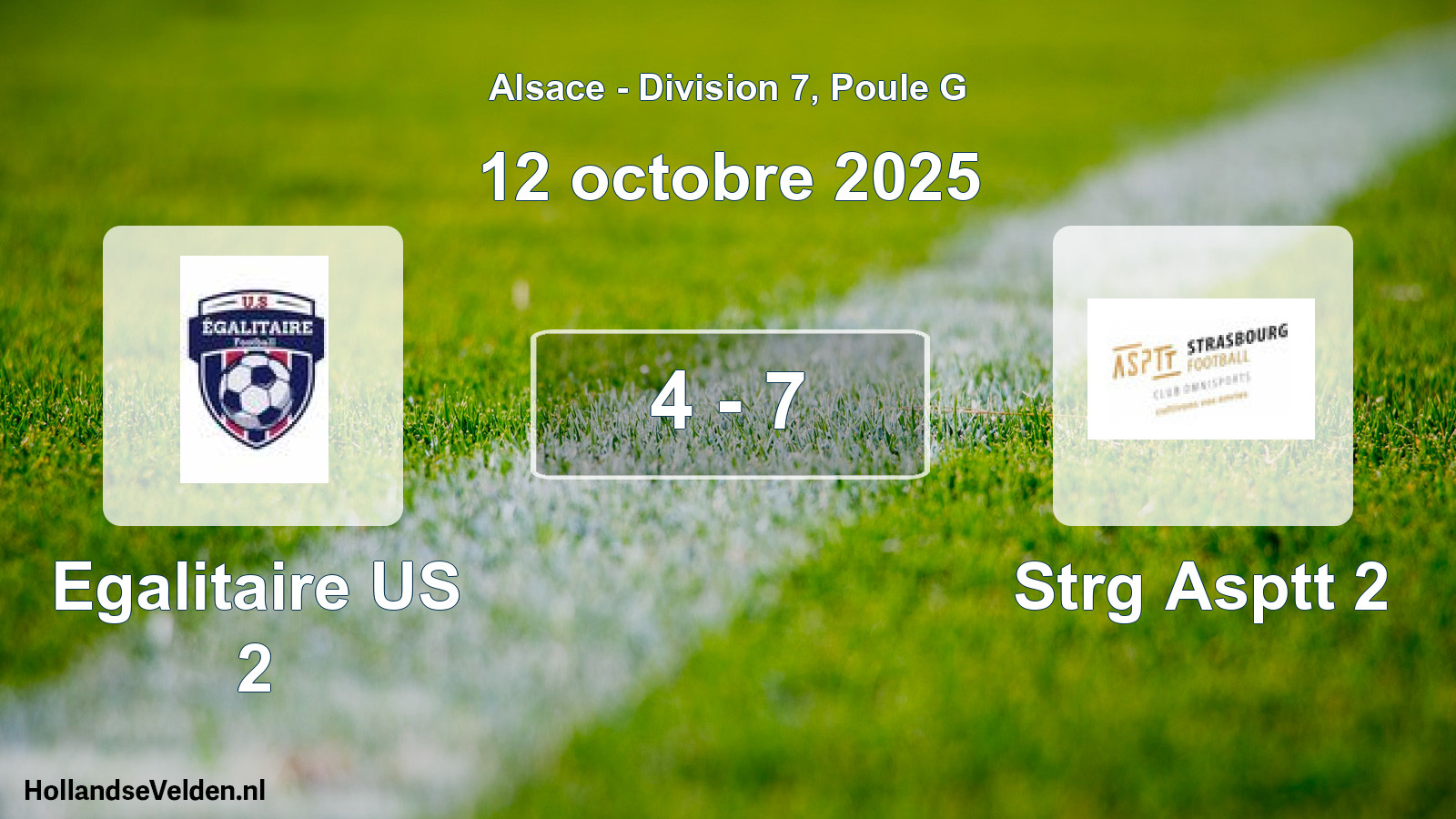 Total number of matches played: Egalitaire US 2 - Strg Asptt 2 4 - 7 (12 October 2025)