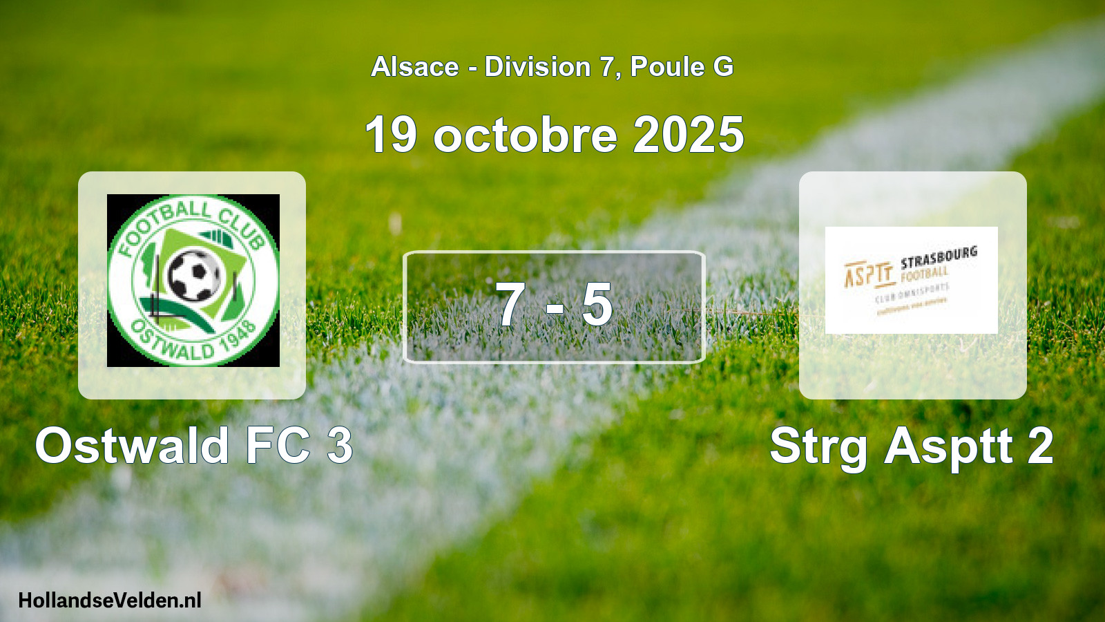 Match joué: Ostwald FC 3 - Strg Asptt 2 7 - 5 (19 octobre 2025)
