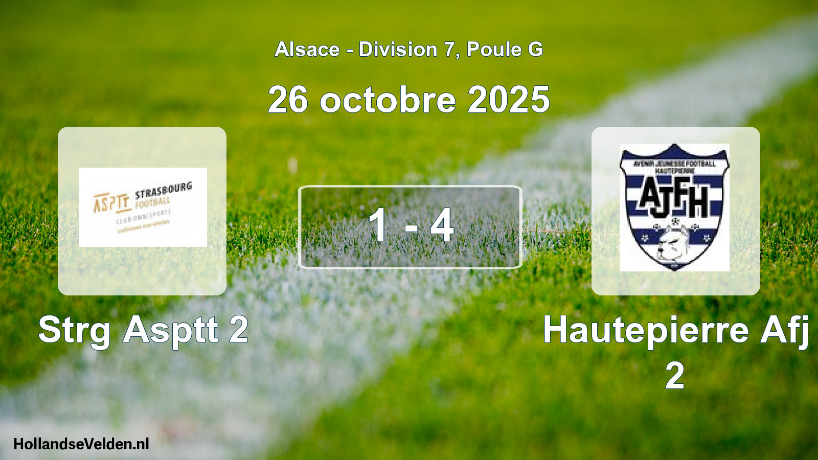Match joué: Strg Asptt 2 - Hautepierre Afj 2 1 - 4 (26 octobre 2025)