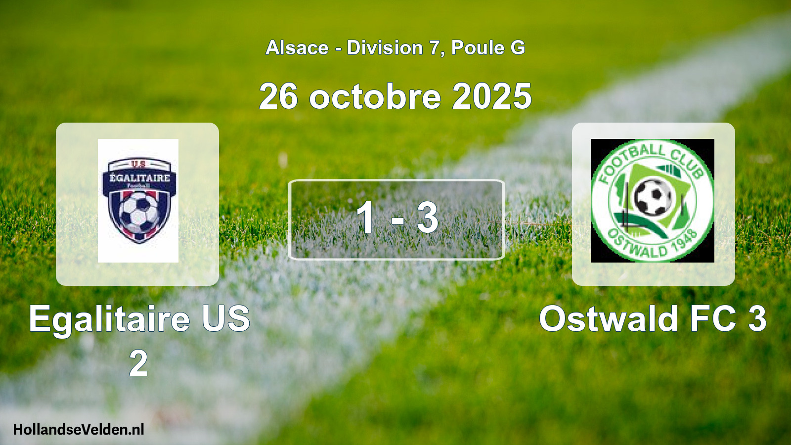 Total number of matches played: Egalitaire US 2 - Ostwald FC 3 1 - 3 (26 October 2025)