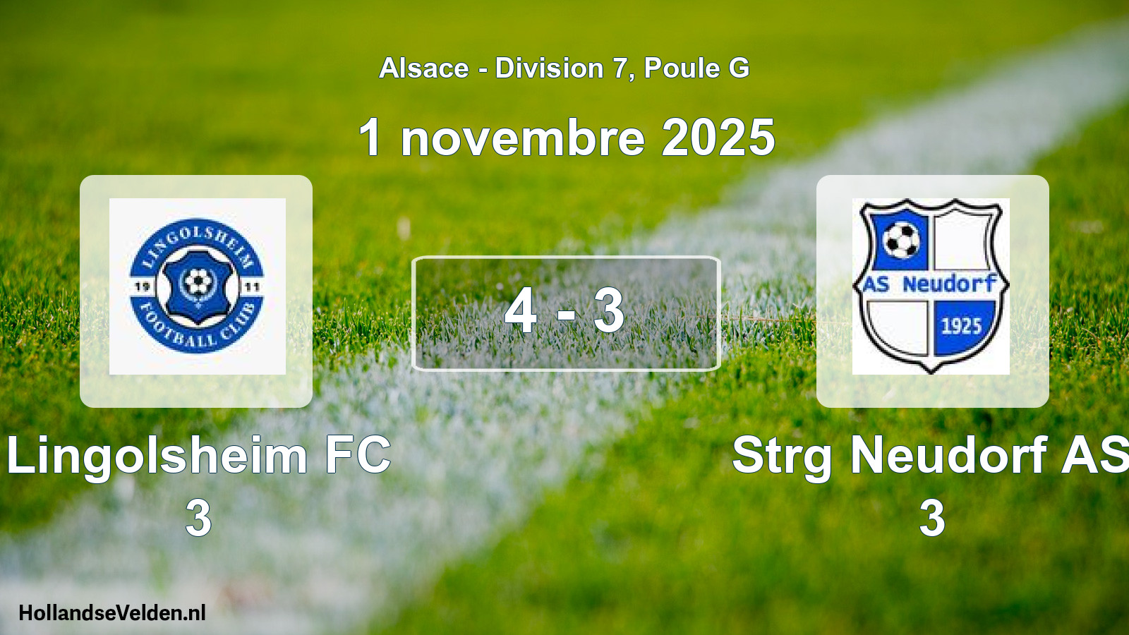 Total number of matches played: Lingolsheim FC 3 - Strg Neudorf AS 3 4 - 3 (1 November 2025)