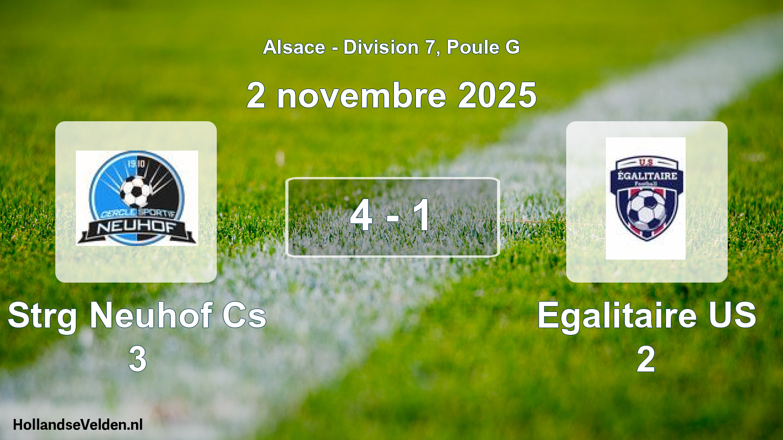 Match joué: Strg Neuhof Cs 3 - Egalitaire US 2 4 - 1 (2 novembre 2025)
