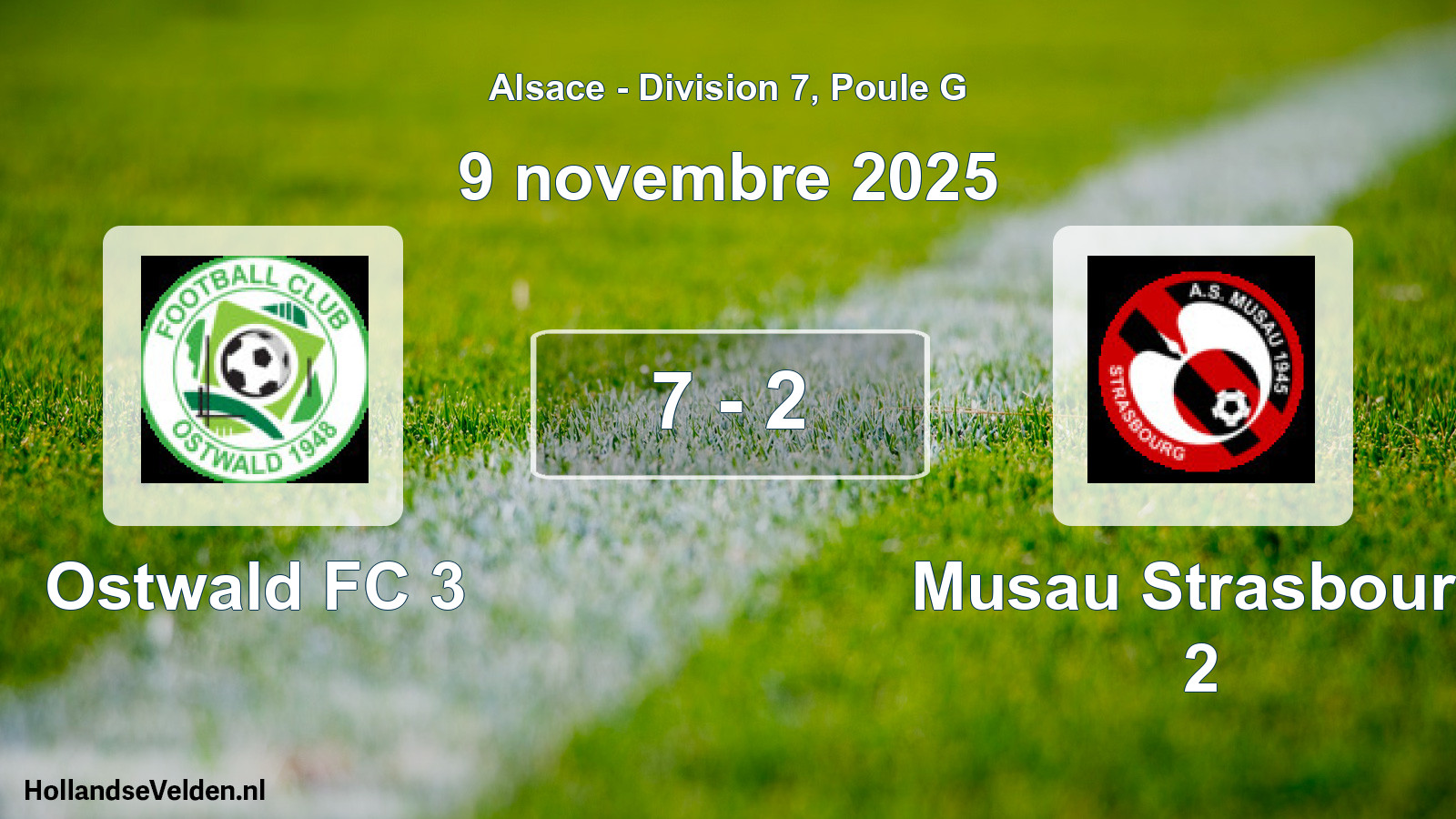 Total number of matches played: Ostwald FC 3 - Musau Strasbourg 2 7 - 2 (9 November 2025)