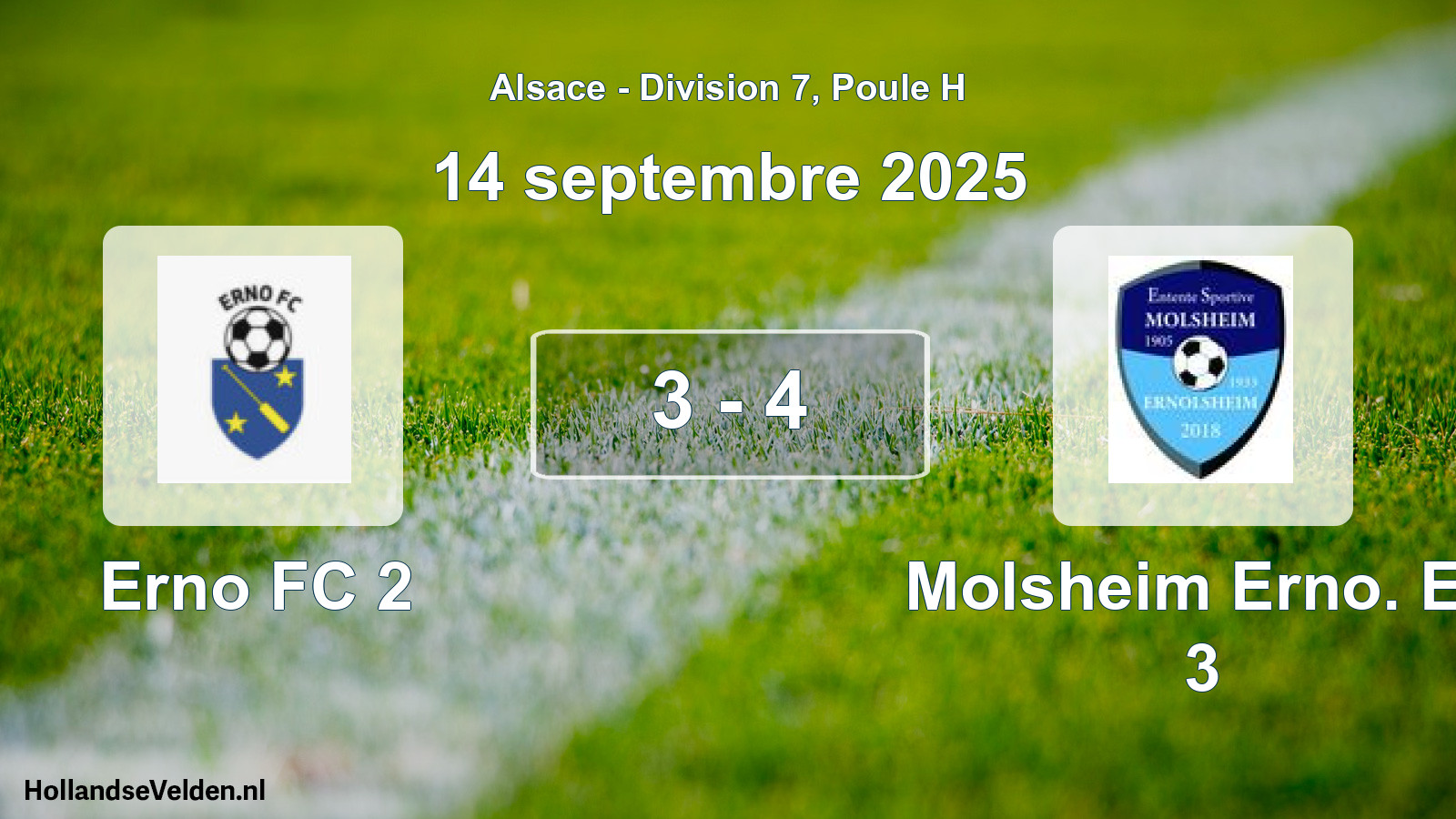 Match joué: Erno FC 2 - Molsheim Erno. Es 3 3 - 4 (14 septembre 2025)