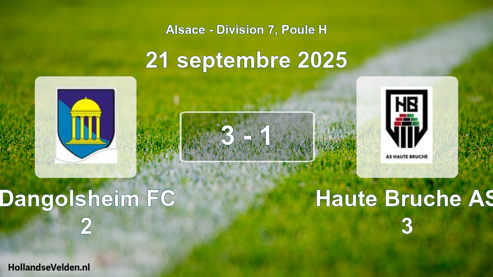Gespeelde wedstrijd: Dangolsheim FC 2 - Haute Bruche AS 3 3 - 1 (21 september 2025)