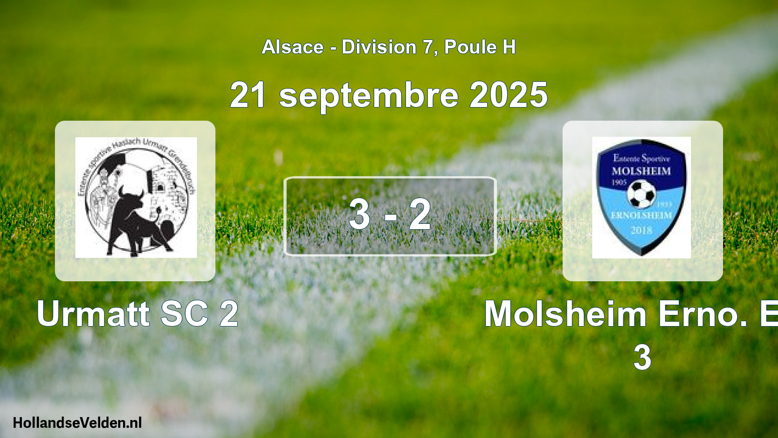 Match joué: Urmatt SC 2 - Molsheim Erno. Es 3 3 - 2 (21 septembre 2025)