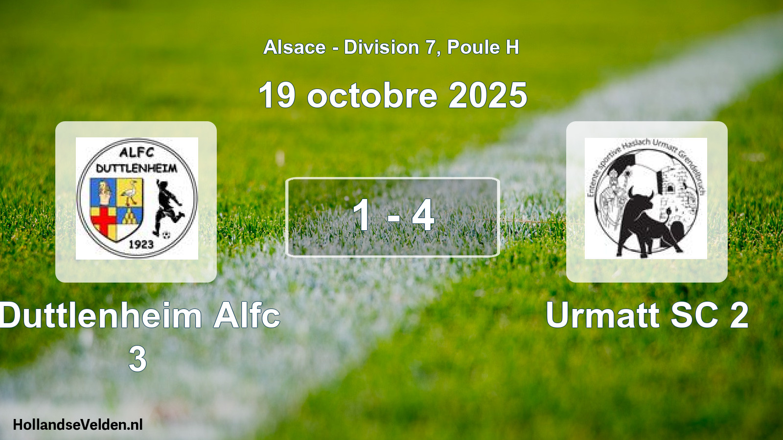 Match joué: Duttlenheim Alfc 3 - Urmatt SC 2 1 - 4 (19 octobre 2025)