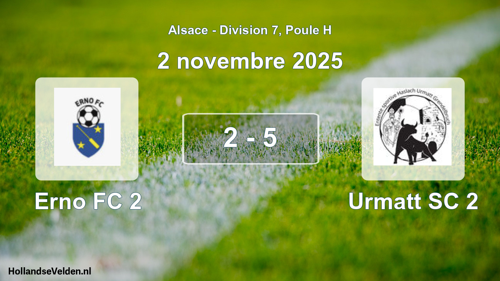 Gespeelde wedstrijd: Erno FC 2 - Urmatt SC 2 2 - 5 (2 november 2025)