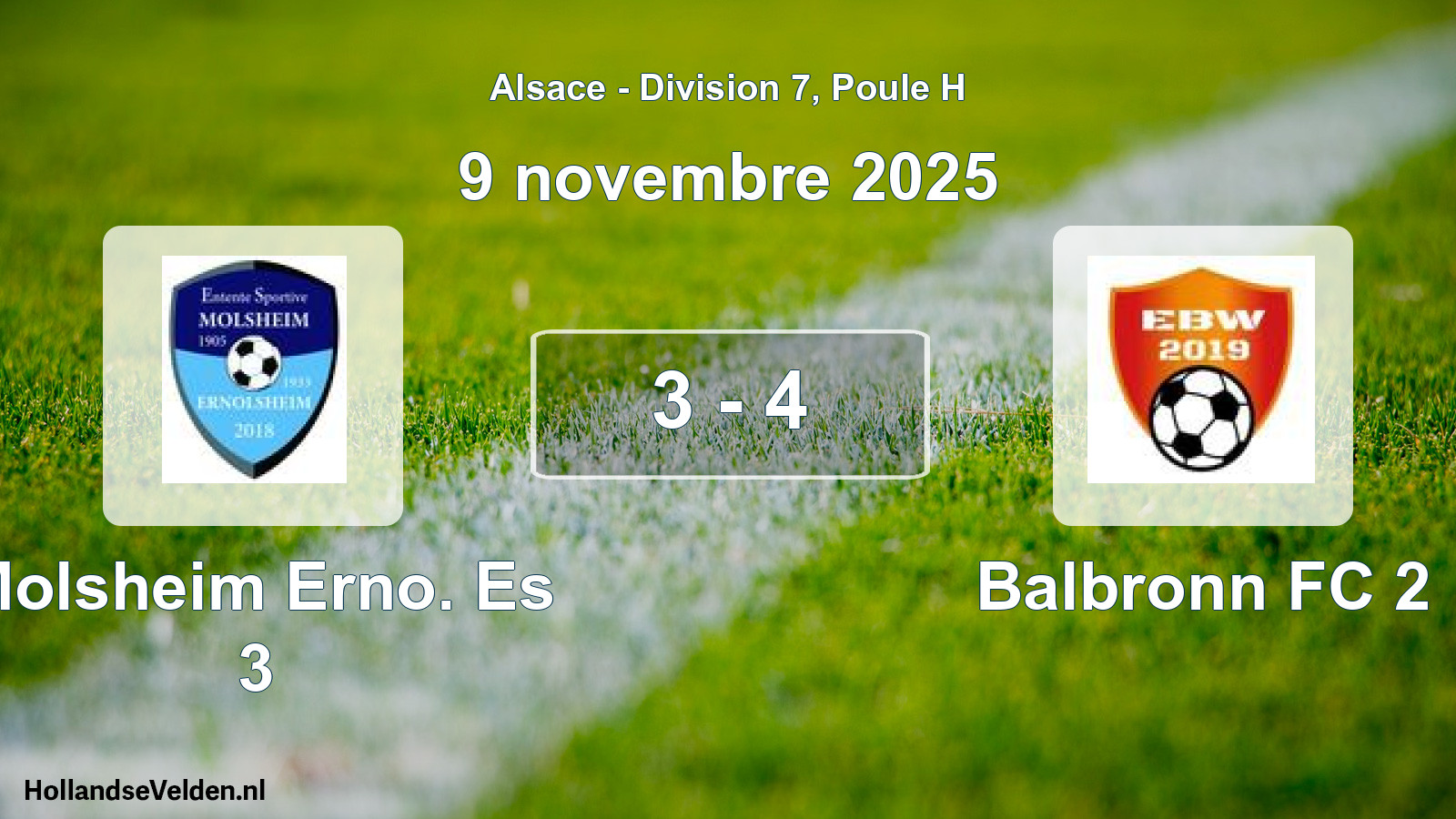 Total number of matches played: Molsheim Erno. Es 3 - Balbronn FC 2 3 - 4 (9 November 2025)