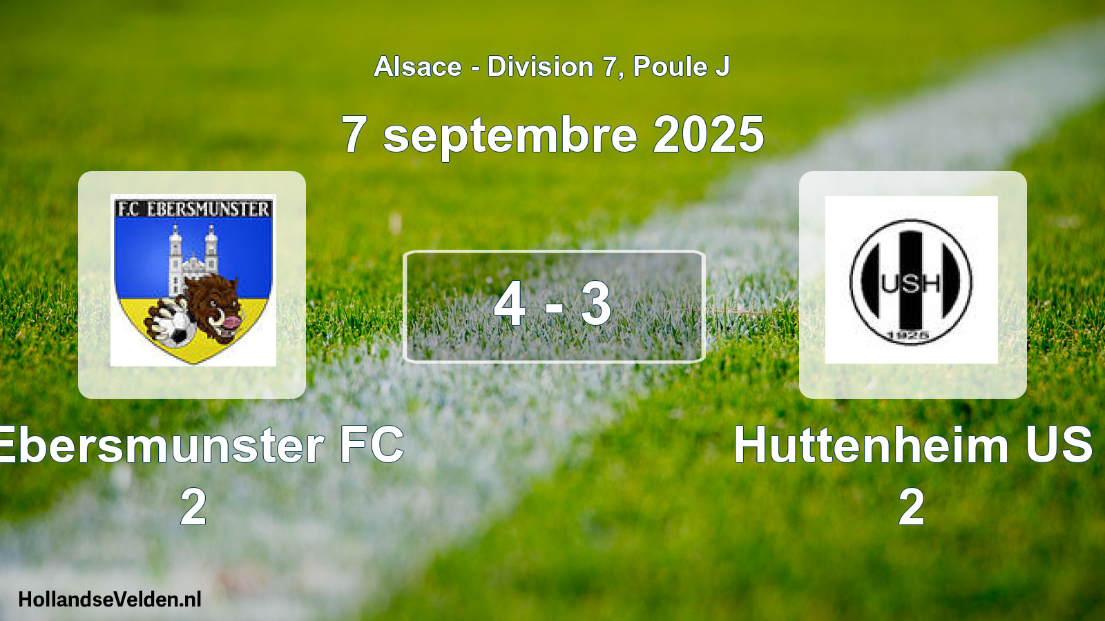 Total number of matches played: Ebersmunster FC 2 - Huttenheim US 2 4 - 3 (7 September 2025)