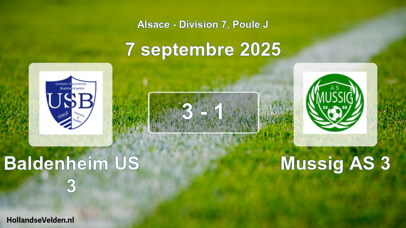 Match joué: Baldenheim US 3 - Mussig AS 3 3 - 1 (7 septembre 2025)