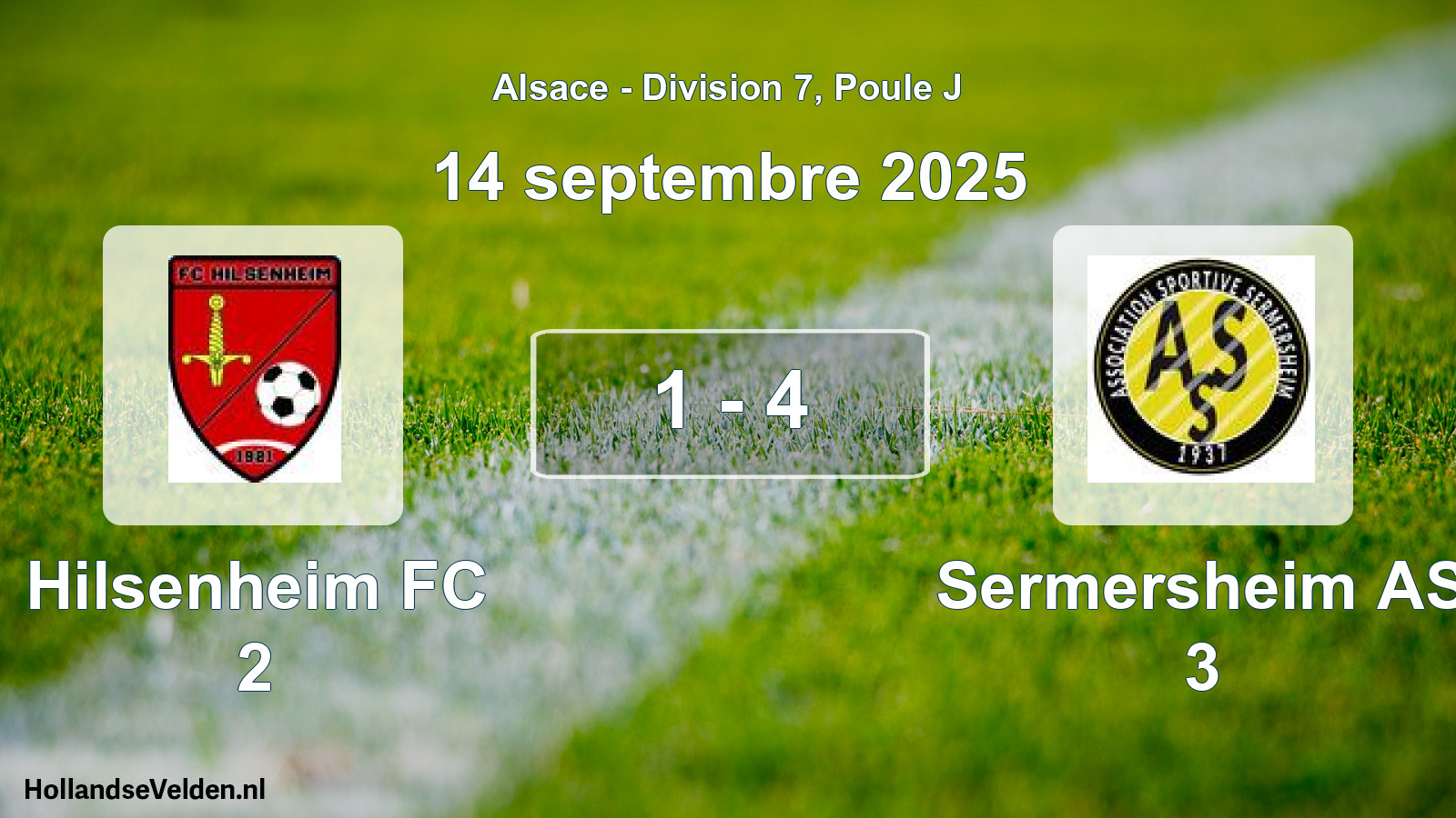 Gespeelde wedstrijd: Hilsenheim FC 2 - Sermersheim AS 3 1 - 4 (14 september 2025)