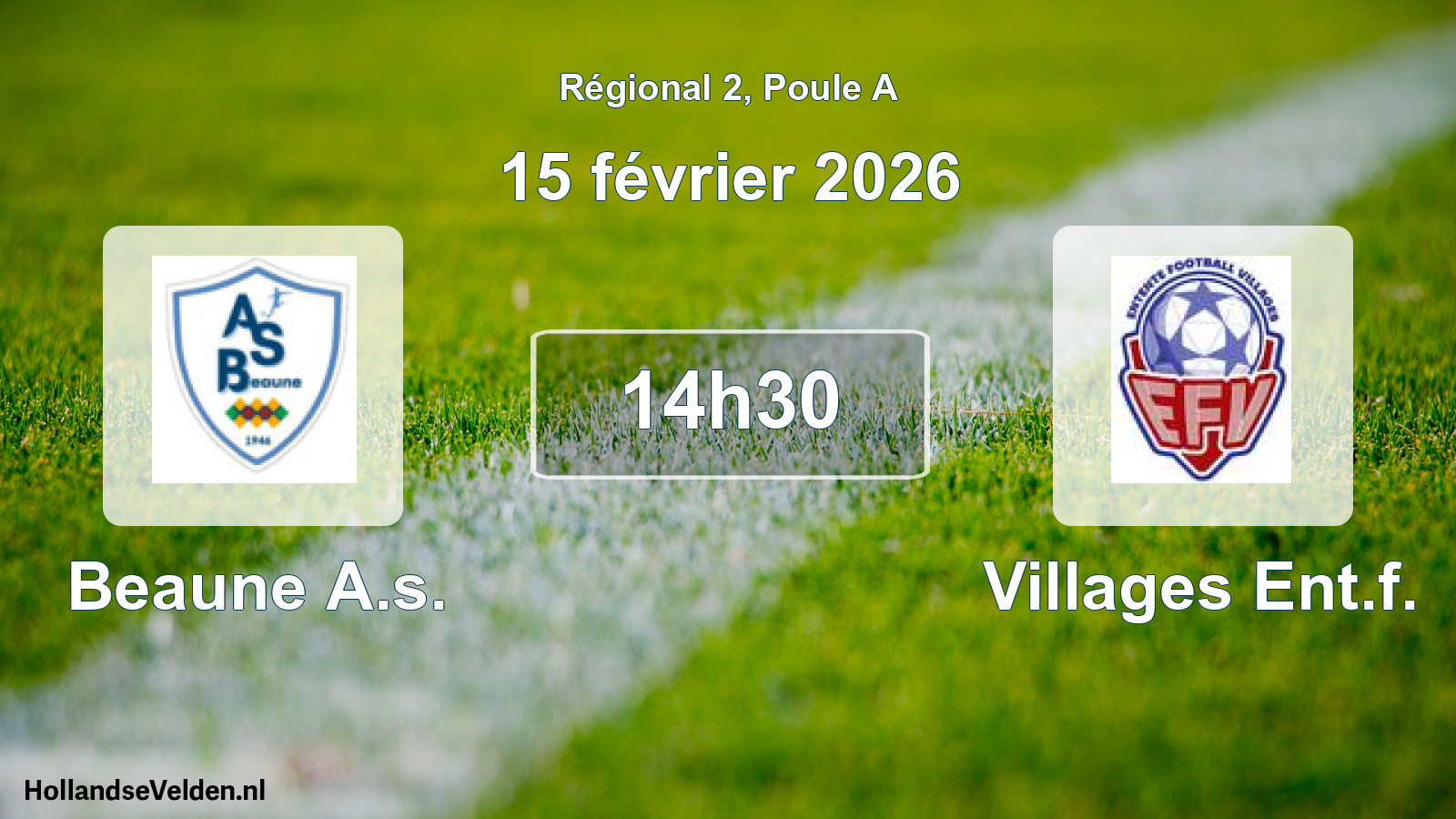 Geplande wedstrijd: Beaune A.s. - Villages Ent.f. (15 februari 2026)