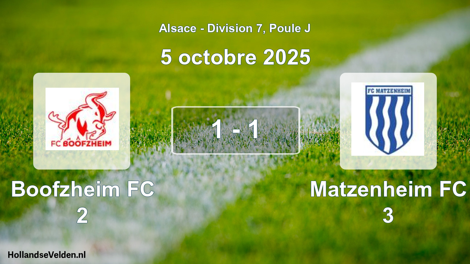 Match joué: Boofzheim FC 2 - Matzenheim FC 3 1 - 1 (5 octobre 2025)