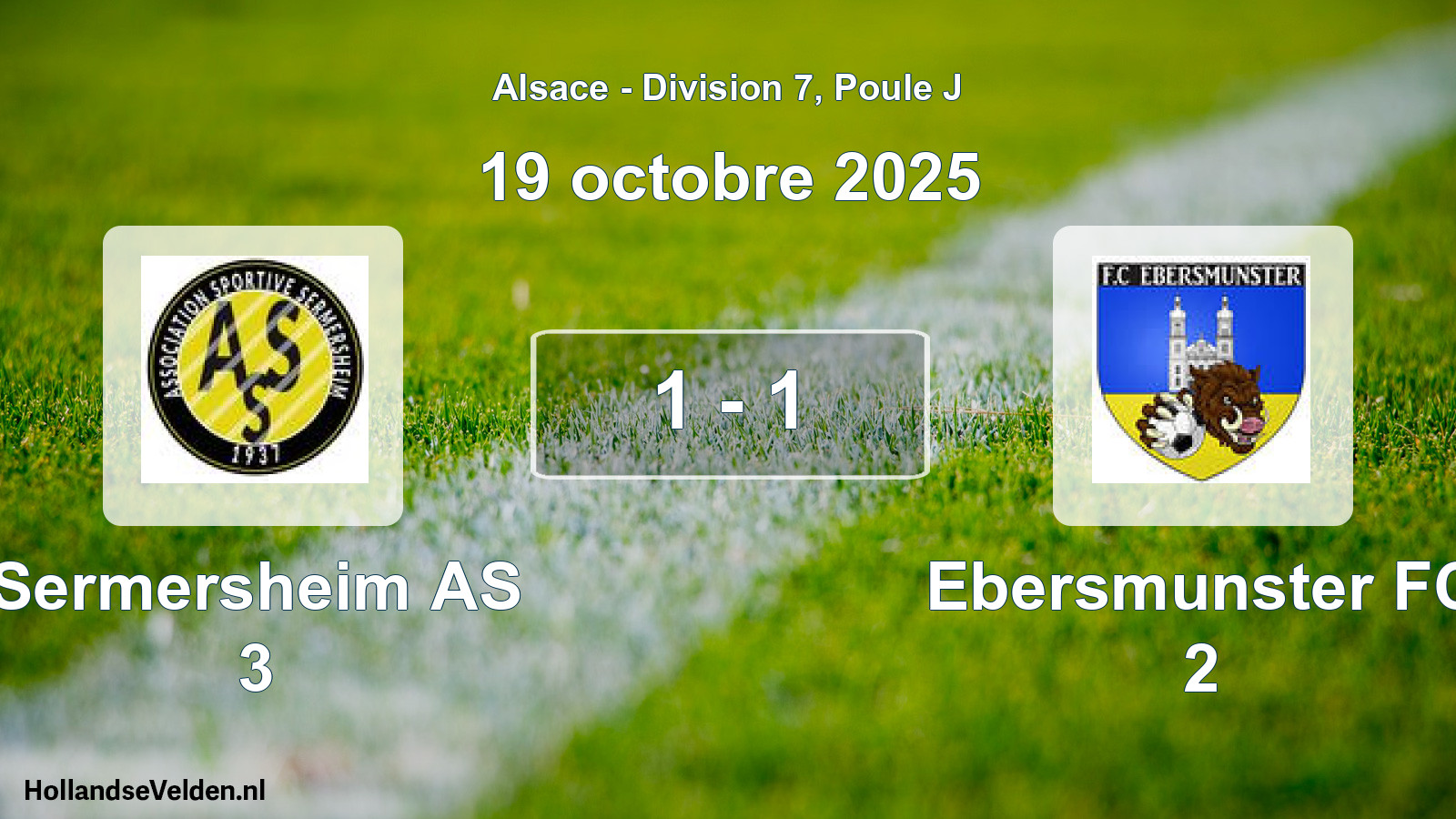 Match joué: Sermersheim AS 3 - Ebersmunster FC 2 1 - 1 (19 octobre 2025)